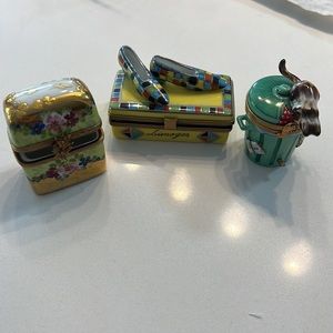 Set of 3 Limoges boxes Made in France Hand Painted